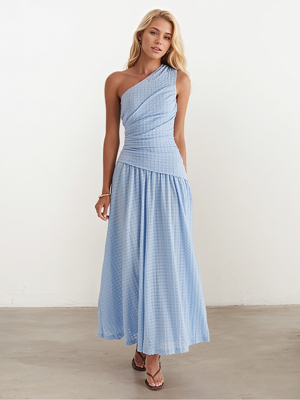Textured Single Shoulder Dress